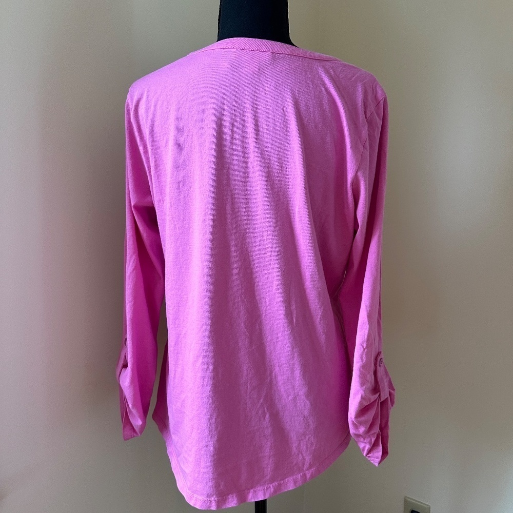 *CHARTER CLUB* Pink V-Neck Long Sleeve Shirt Size Medium - Picture 4 of 7
